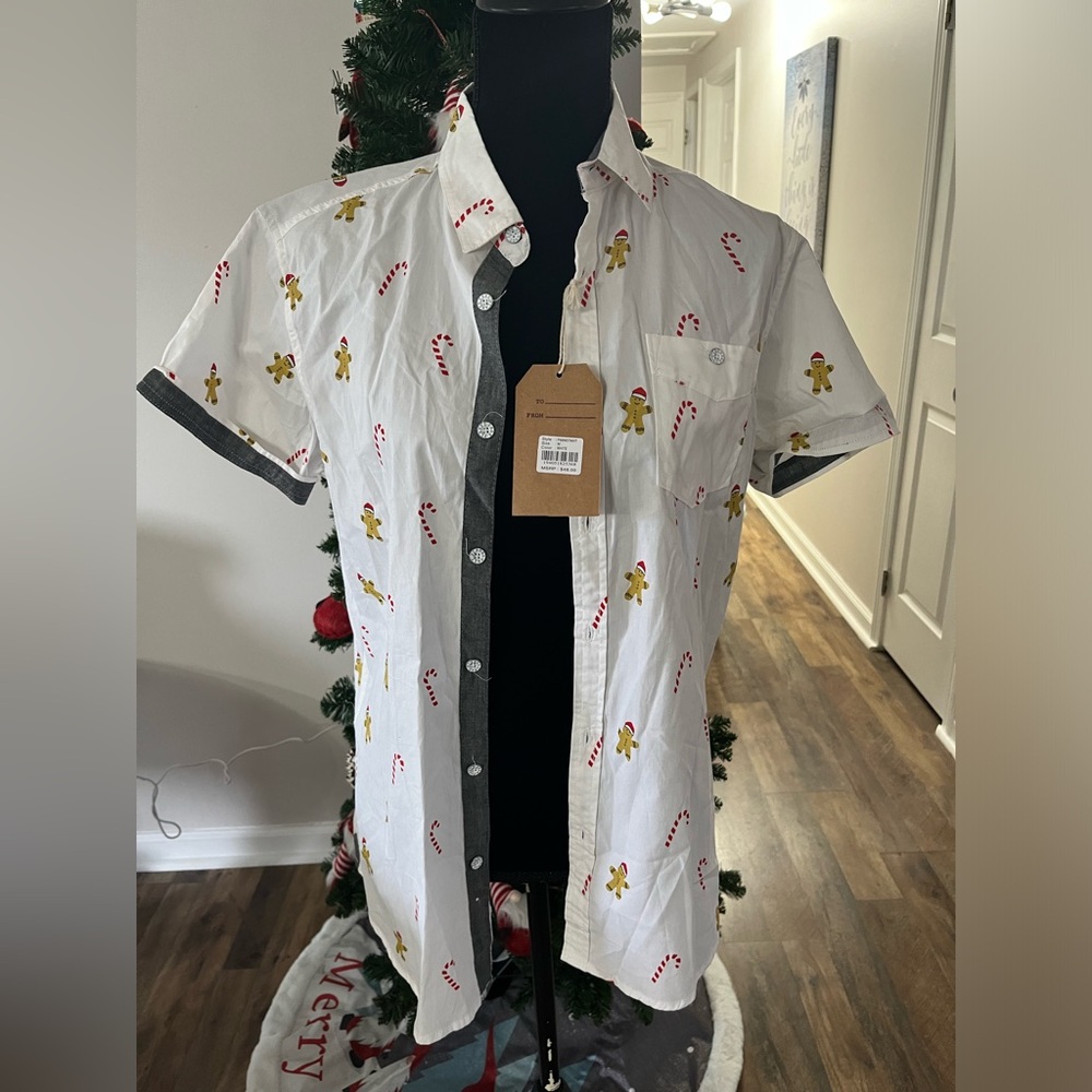 Free Planet Gingerbread/Candy Cane Button Down